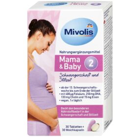 ماما حمض الفوليك + DHA، أقراص 30 قطعة + كبسولات ناعمة 30 قطعة، 41 جم