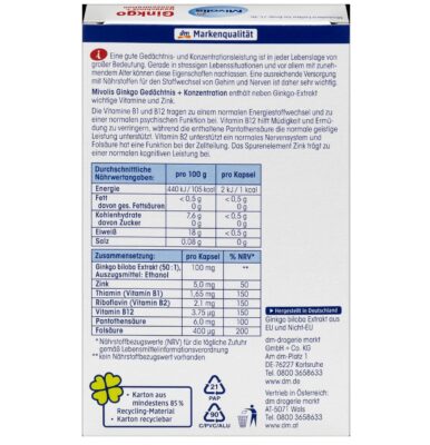 Ginkgo Biloba, Mémoire Et Concentration, 40 Comprimés, Mivolis – Image 2