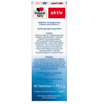 Comprimés de magnésium + calcium + vitamine D3 40 pièces, 79,2 g – Image 3