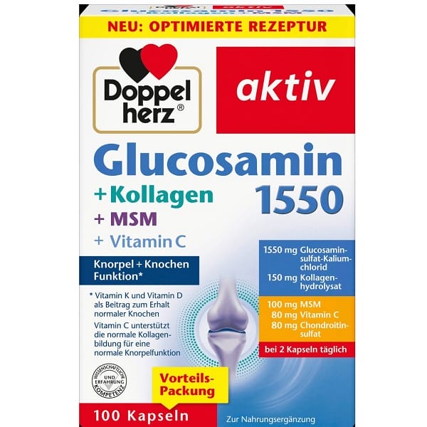 Glucosamine 1550 avec vitamine c et collagène de la marque Doppelherz