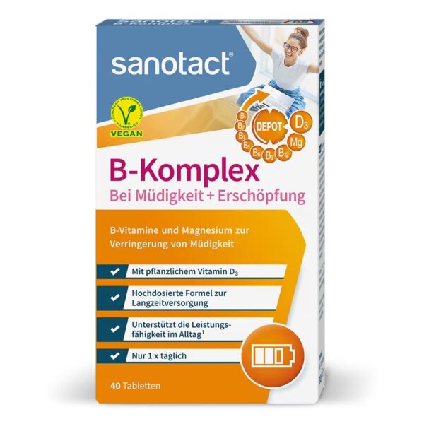 Complexe B + Magnésium + Vitamine D3, 40 Comprimés, Sanotact