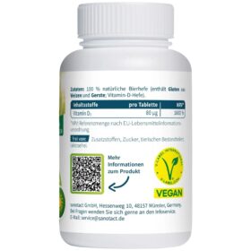 Vitamine D 3200 UI, 90 Comprimés de levure de bière, Sanotact – Image 2