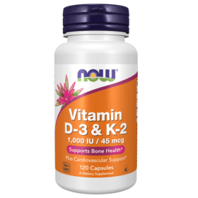 Vitamine D3 & K2, 120 Comprimés, Now