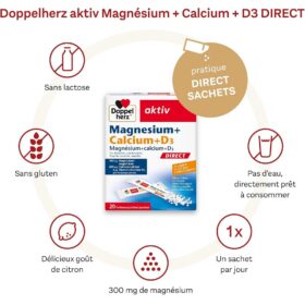Magnésium + Calcium + D3 DIRECT, 20 Sachets, Doppelherz – Image 2
