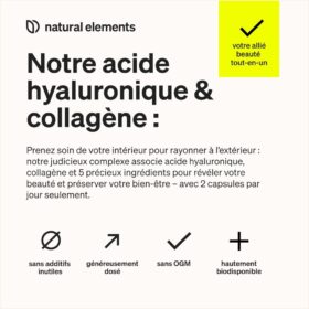 Collagène et Acide Hyaluronique, 180 Gélules, Natural Elements – Image 2