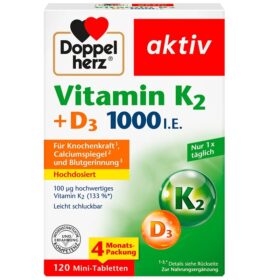 K2 + D3, 1000 UI, 120 Comprimés, Doppelherz
