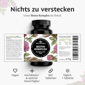 Biotin Complex avec Sélénium & Zinc, 365 Comprimés, Feel Natural – Image 2