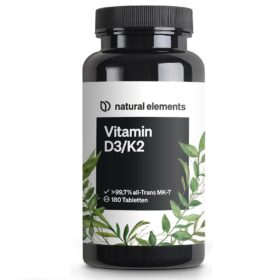 Vitamine D3 K2, 180 Comprimés, Natural Elements