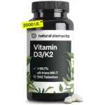 Vitamine D3 K2, 240 Comprimés, Natural Elements