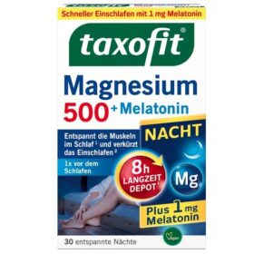 Magnésium Nuit 500 + Mélatonine – 30 comprimés, TaxoFit