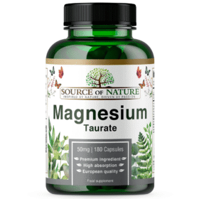 Taurate de Magnésium 625mg, 180 Capsules, Source of Nature