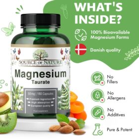 Taurate de Magnésium 625mg, 180 Capsules, Source of Nature – Image 5