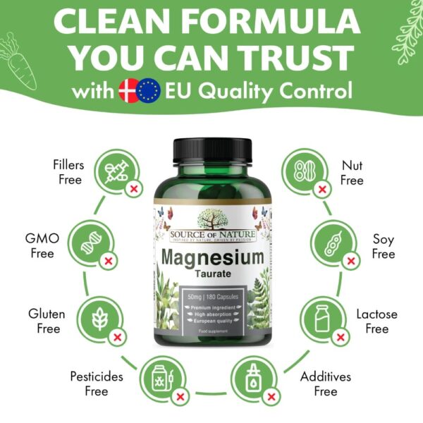 Taurate de Magnésium 625mg, 180 Capsules, Source of Nature – Image 6