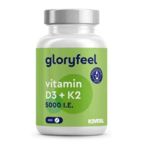 Vitamine D3 + k2, 5000 UI, 200 comprimés, Gloryfeel