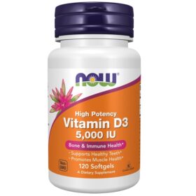 Vitamine D3 5000 IU, 120 Gélules, Now Foods
