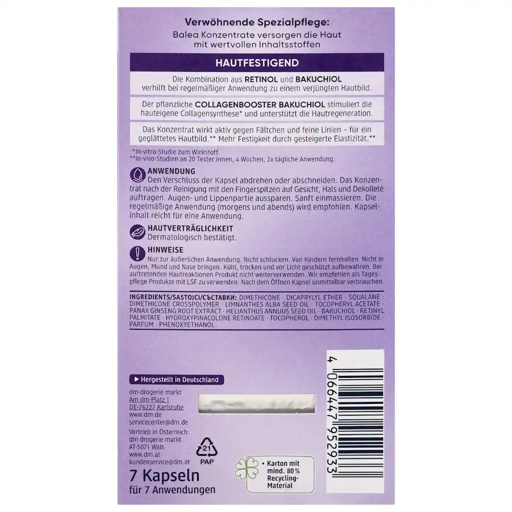 balea-concentre-Retinol-7-comprimes Balea Concentré de Rétinol, 7 Gélules – Image 2
